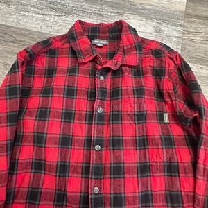 Eddie Bauer Red Black Buffalo Plaid Mens L Cotton Button Up Flannel Button Shirt